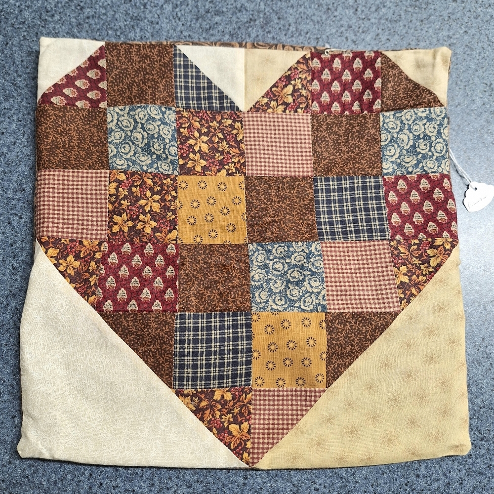 Handmade Patchwork  Heart Accent Pillow Sham,  12 Inches X 12 Inches ,NWT